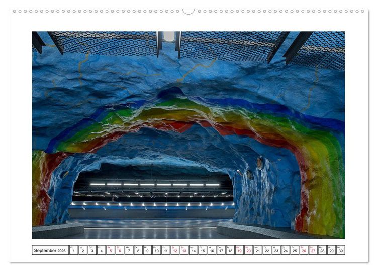 Produktbild: Stockholms Metrostationen - Bunte Meisterwerke im Untergrund (Wandkalender 2026 DIN A2 quer), CALVENDO Monatskalender