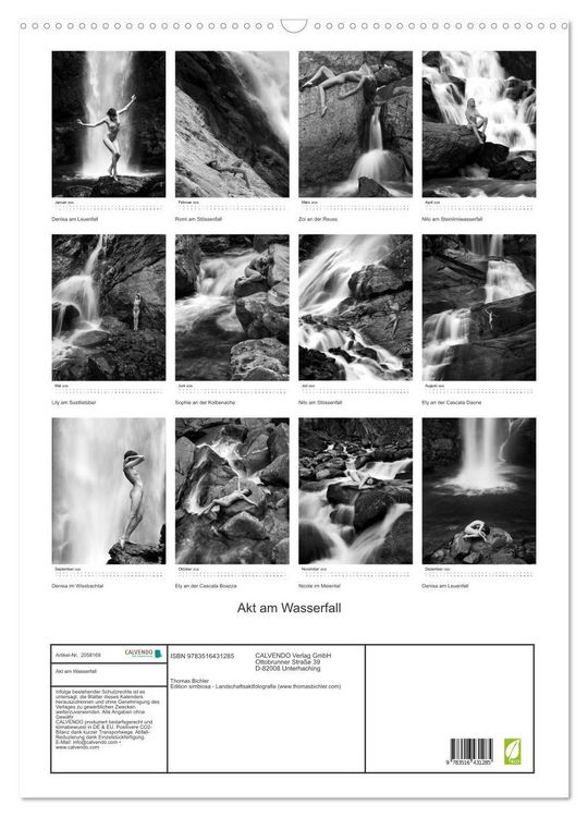 Produktbild: Akt am Wasserfall (Wandkalender 2026 DIN A2 hoch), CALVENDO Monatskalender
