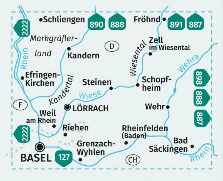 Produktbild: KOMPASS Wanderkarte 897 Wiesental, Kandertal, S&uuml;dliches Markgr&auml;flerland, L&ouml;rrach, Schopfheim, Basel 1:25.000
