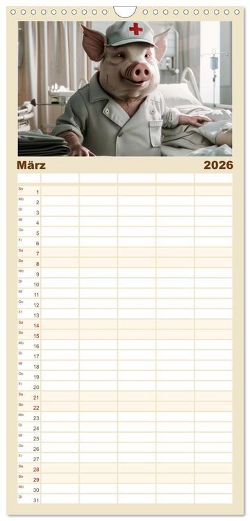 Produktbild: Familienplaner 2026 - Tierisch lustige Krankenpfleger mit 5 Spalten (Wandkalender, 21 x 45 cm) CALVENDO