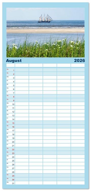 Produktbild: Familienplaner 2026 - Buntes und bl&uuml;hendes Borkum mit 5 Spalten (Wandkalender, 21 x 45 cm) CALVENDO