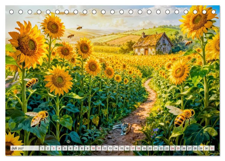 Produktbild: M&auml;rchenhafte Cottages - Waldzauber und versteckte Tiere entdecken! (Tischkalender 2027 DIN A5 quer), CALVENDO Monatskalender