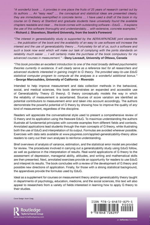 Produktbild: Applying Generalizability Theory using EduG