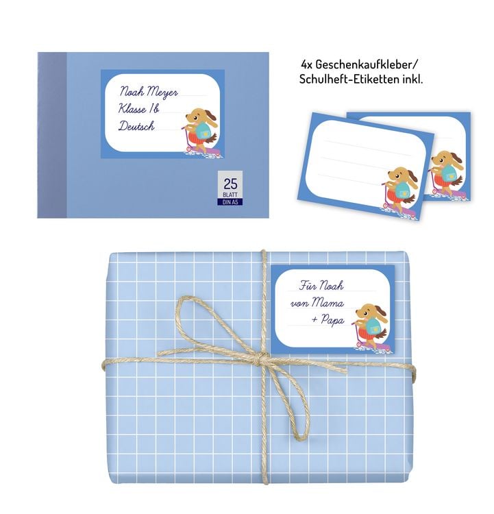 Geschenkpapier Set 8 Blatt - Schulanfang & Kinder-Motive
