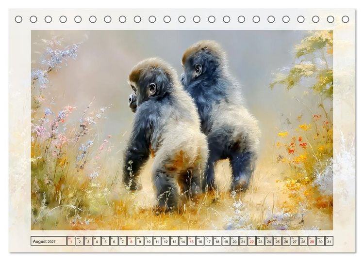 Produktbild: Gorillas. Wilde Kinderstube im Dschungel (Tischkalender 2027 DIN A5 quer), CALVENDO Monatskalender