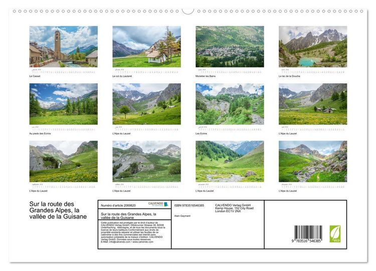 Produktbild: Sur la route des Grandes Alpes, la vall&eacute;e de la Guisane (Calendrier mural 2026 DIN A2 vertical) calendrier de bureau