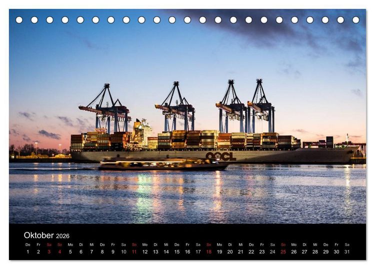 Produktbild: Der Hafen Hamburg bei Tag und Nacht (Tischkalender 2026 DIN A5 quer), CALVENDO Monatskalender