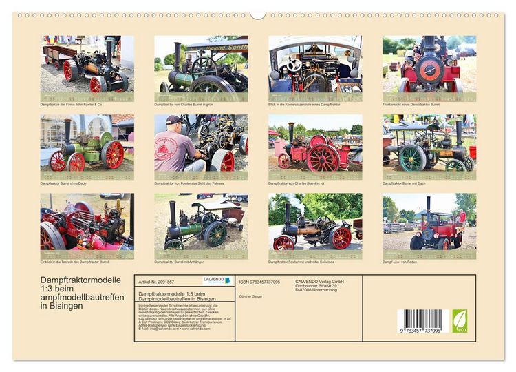 Produktbild: Dampftraktormodelle 1:3 beim Dampfmodellbautreffen in Bisingen (hochwertiger Premium Wandkalender 2026 DIN A2 quer), Kunstdruck in Hochglanz