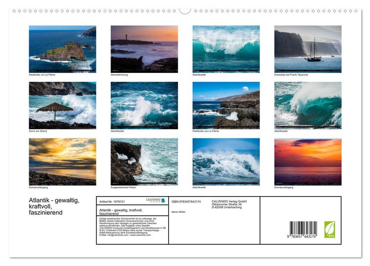 Produktbild: Atlantik - gewaltig, kraftvoll, faszinierend (Wandkalender 2026 DIN A2 quer), CALVENDO Monatskalender