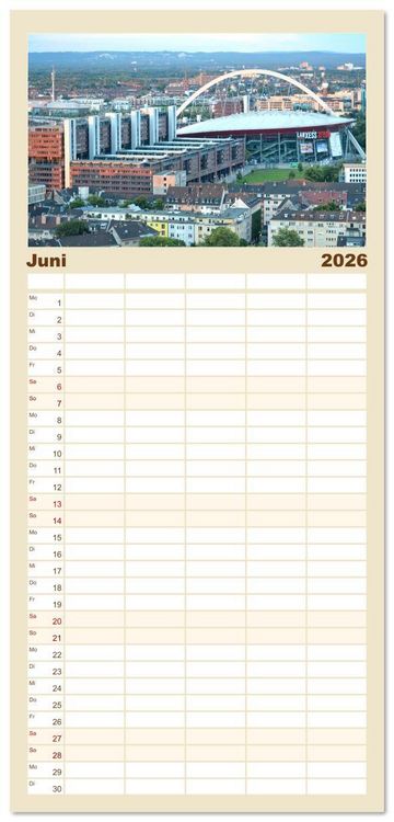 Produktbild: Familienplaner 2026 - Von K&ouml;lner D&auml;chern mit 5 Spalten (Wandkalender, 21 x 45 cm) CALVENDO