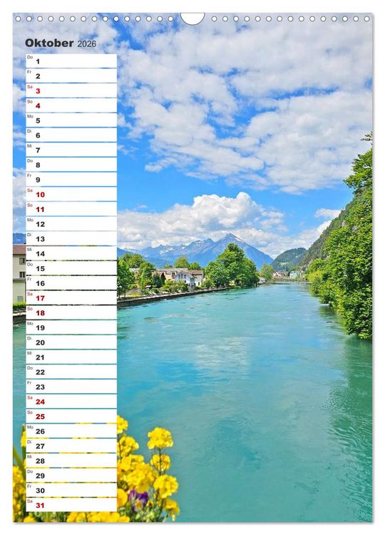 Produktbild: Schweizer Ansichten - Berge, Fl&uuml;sse und Seen in der Schweiz (Wandkalender 2026 DIN A3 hoch), CALVENDO Monatskalender