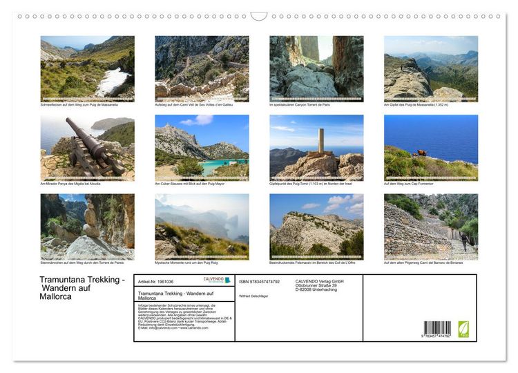 Produktbild: Tramuntana Trekking - Wandern auf Mallorca (Wandkalender 2026 DIN A2 quer), CALVENDO Monatskalender