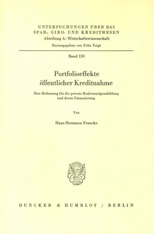 Produktbild: Portfolioeffekte &ouml;ffentlicher Kreditnahme.