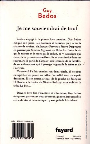 Produktbild: Je me souviendrai de tout