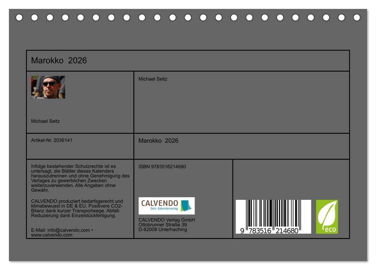 Produktbild: Marokko 2026 (Tischkalender 2026 DIN A5 quer), CALVENDO Monatskalender