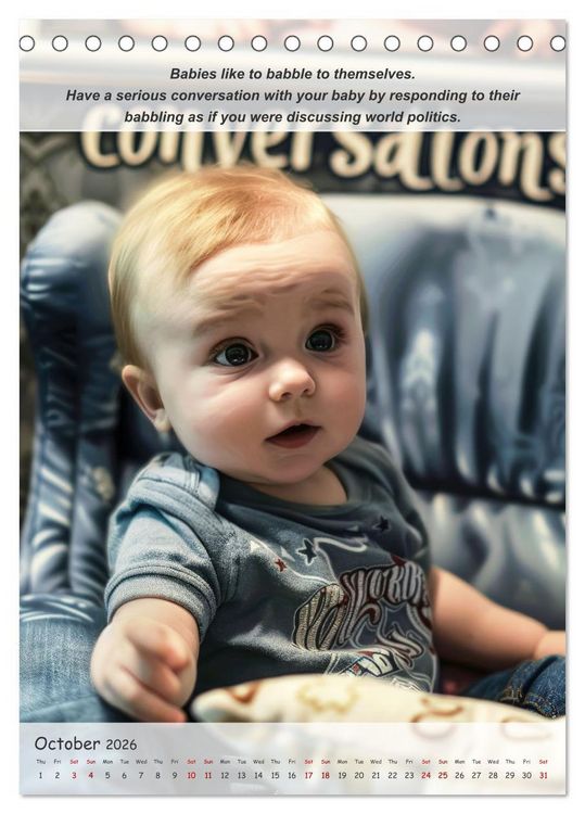 Produktbild: No more boredom for your baby (Desk Calendar 2026 DIN A5 portrait), CALVENDO 12 Month DeskCalendar