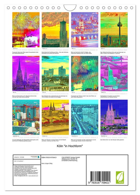 Produktbild: K&ouml;ln "in Hochform" (Wandkalender 2026 DIN A4 hoch), CALVENDO Monatskalender