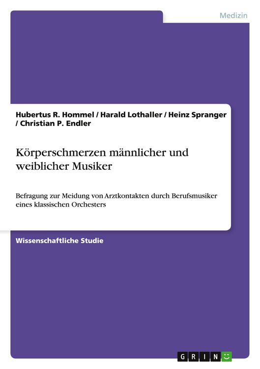 Produktbild: K&ouml;rperschmerzen m&auml;nnlicher und weiblicher Musiker