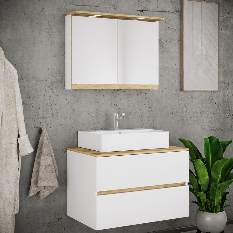 Produktbild: 3 tlg. Badm&ouml;bel-Set mit Waschbecken Cosila-A 80 cm