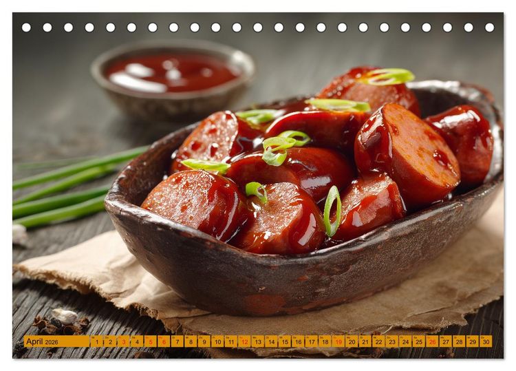 Produktbild: Currywurst Kalender - Das Berliner Kultgericht f&uuml;r Fleischliebhaber (Tischkalender 2026 DIN A5 quer), CALVENDO Monatskalender