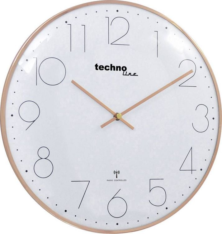 Techno Line WT 8235 gold optik Funk Wanduhr 350mm x 25mm Roségold