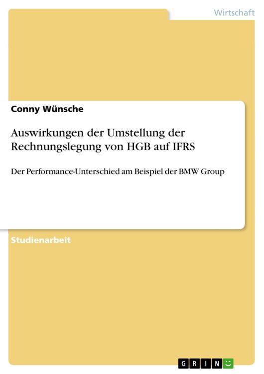 Produktbild: Auswirkungen der Umstellung der Rechnungslegung von HGB auf IFRS