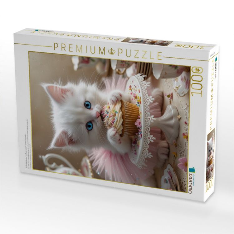 Produktbild: CALVENDO Puzzle S&uuml;&szlig;e Babykatze im Tutu nascht einen Cupcake | 1000 Teile Lege-Gr&ouml;&szlig;e 64x48cm Foto-Puzzle f&uuml;r gl&uuml;ckliche Stunden