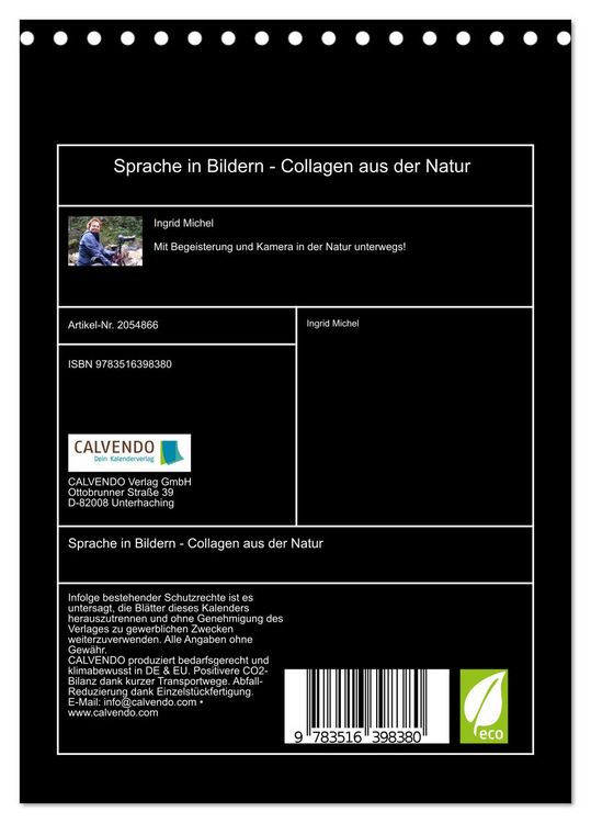 Produktbild: Sprache in Bildern - Collagen aus der Natur (Tischkalender 2026 DIN A5 hoch), CALVENDO Monatskalender