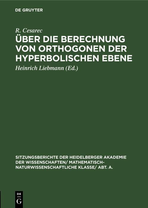 Produktbild: &Uuml;ber die Berechnung von Orthogonen der hyperbolischen Ebene