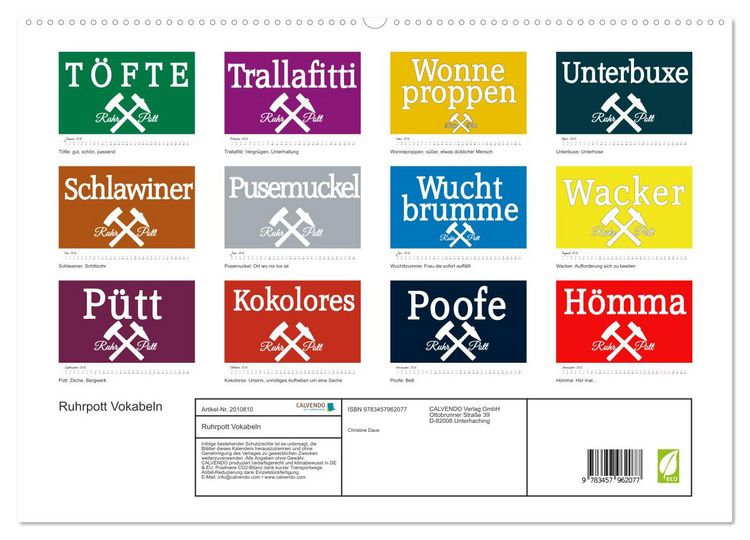 Produktbild: Ruhrpott Vokabeln (hochwertiger Premium Wandkalender 2026 DIN A2 quer), Kunstdruck in Hochglanz