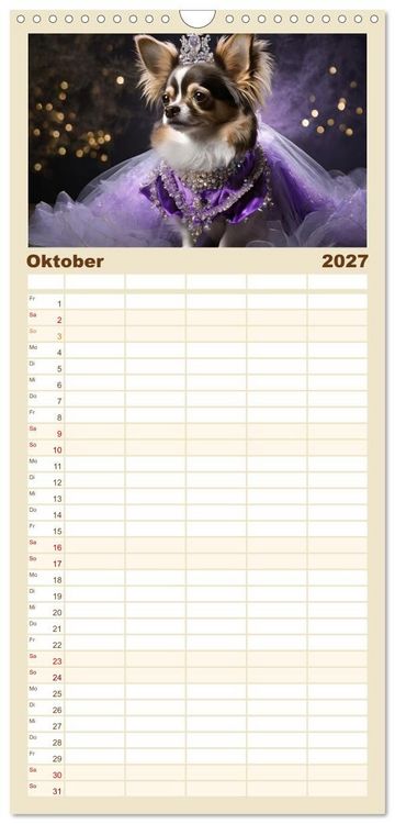 Produktbild: Familienplaner 2027 - Kleine Hunde - Gro&szlig;e Diven mit 5 Spalten (Wandkalender, 21 x 45 cm) CALVENDO
