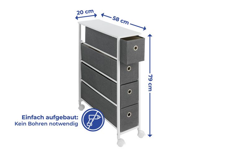 Produktbild: Nischenregal 4 Schubladen, Nischen-K&uuml;chenregal mit 4 Schubladen
