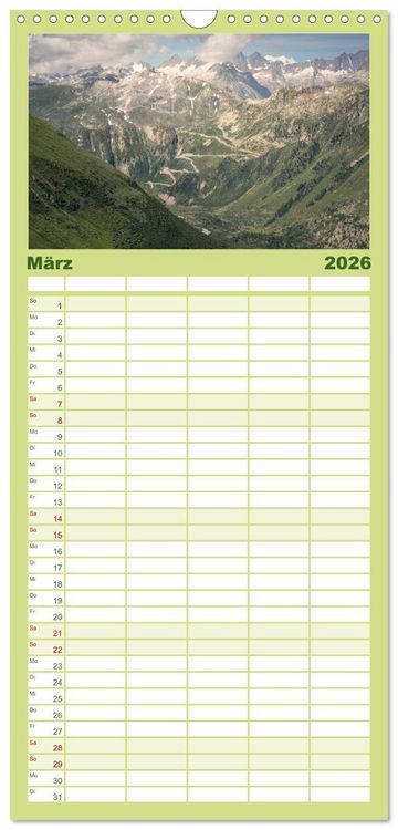 Produktbild: Familienplaner 2026 - Schweiz - Die gr&uuml;ne Lunge Europas mit 5 Spalten (Wandkalender, 21 x 45 cm) CALVENDO