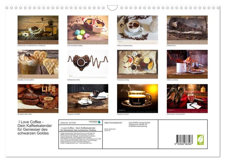 Produktbild: I Love Coffee - Dein Kaffeekalender f&uuml;r Geniesser des schwarzen Goldes (Wandkalender 2027 DIN A3 quer), CALVENDO Monatskalender