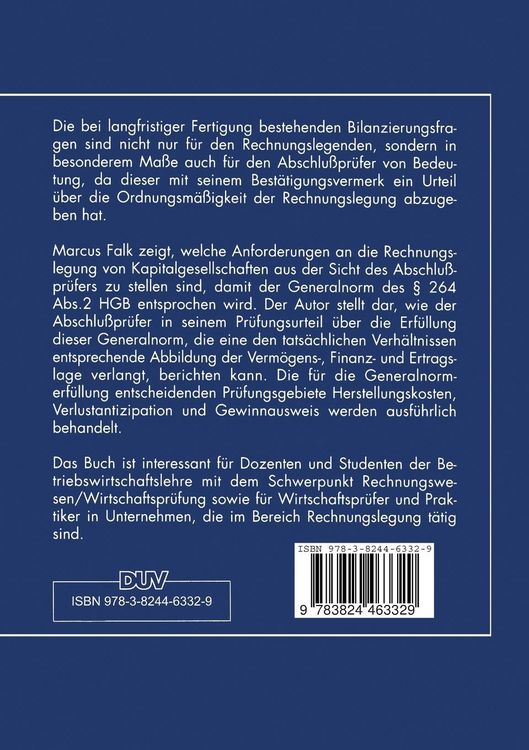Produktbild: Pr&uuml;fung der generalnormkonformen Rechnungslegung bei langfristiger Fertigung