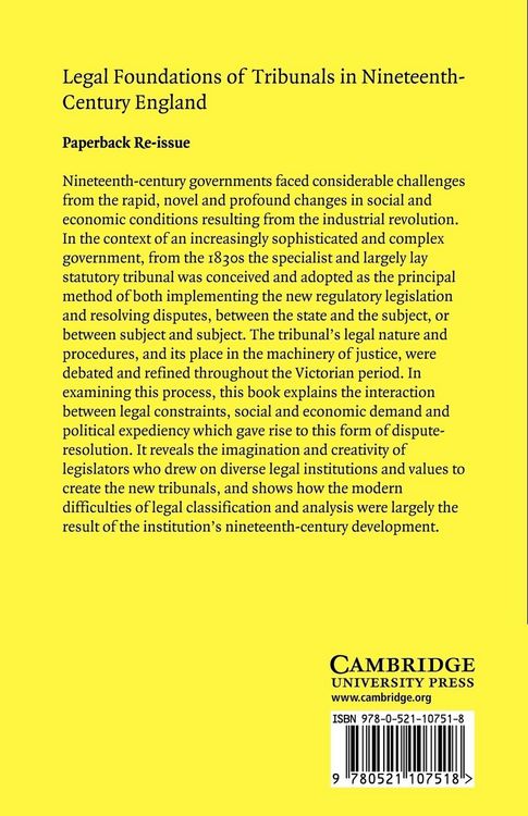 Produktbild: Legal Foundations of Tribunals in Nineteenth-Century England