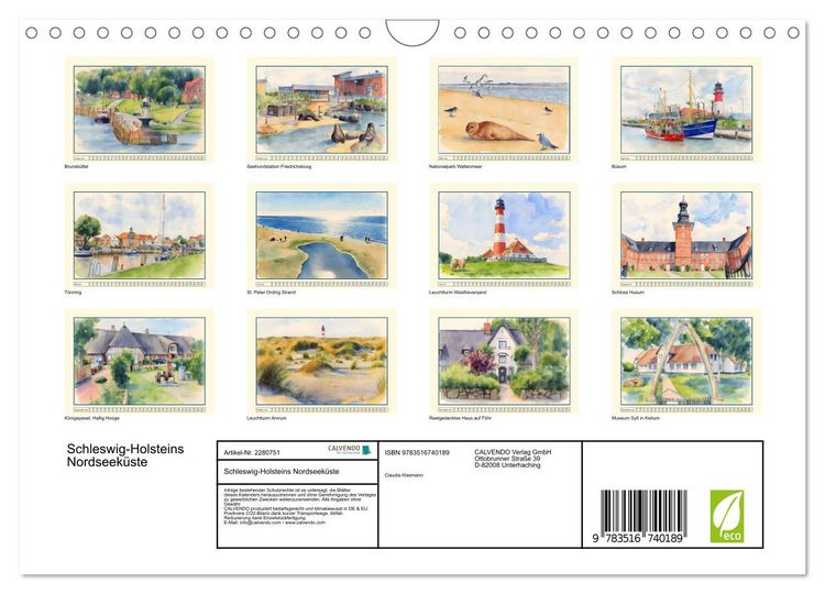 Produktbild: Schleswig-Holsteins Nordseek&uuml;ste (Wandkalender 2026 DIN A4 quer), CALVENDO Monatskalender