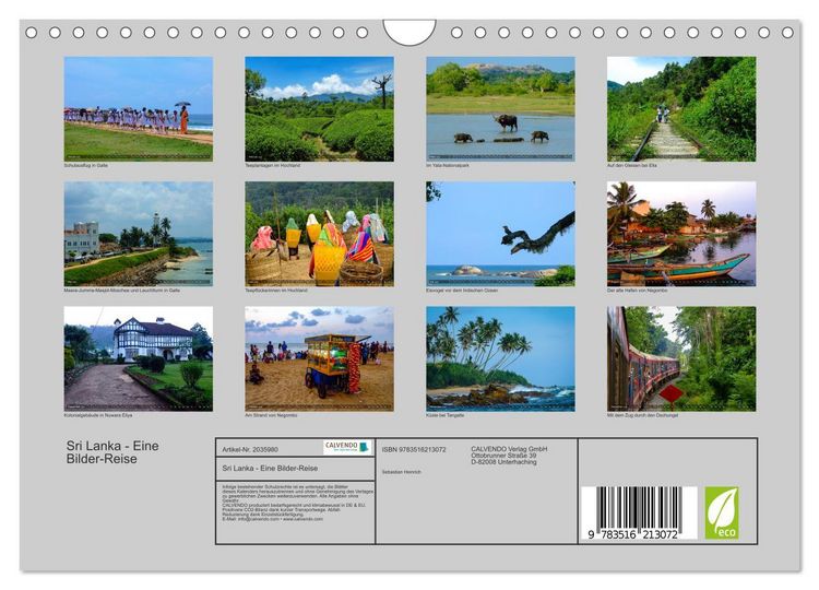 Produktbild: Sri Lanka - Eine Bilder-Reise (Wandkalender 2026 DIN A4 quer), CALVENDO Monatskalender