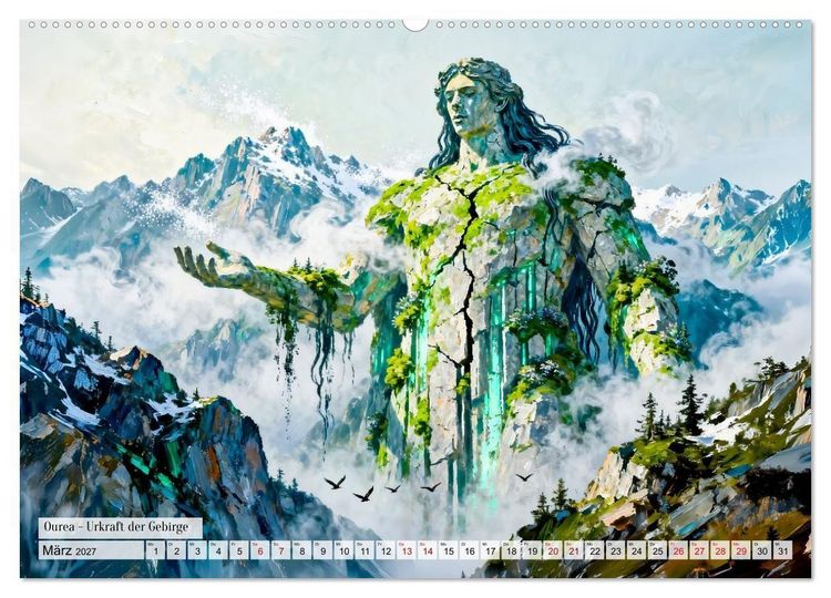 Produktbild: G&ouml;tter der Elemente - Griechische Mythologie Kunstkalender (hochwertiger Premium Wandkalender 2027 DIN A2 quer), Kunstdruck in Hochglanz
