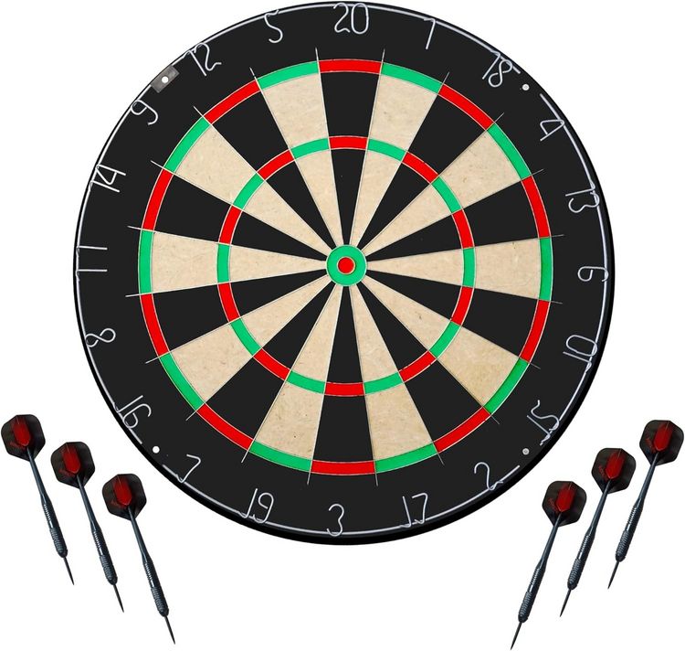 Produktbild: Karella 855003 - Dartboard Bullout Set inkl. 2 Set Darts, Bristle Steel Dartboard, 45 cm