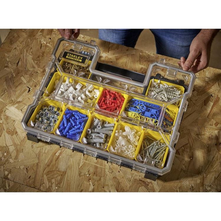 Produktbild: STANLEY 1-97-517 Universal Sortimentskoffer (L x B x H) 44.6 x 7.5 x 35.7 cm Anzahl F&auml;cher: 10 Inhalt 1 St.