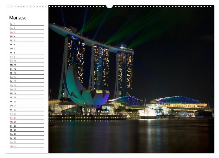 Produktbild: Singapur - Die Farben der Nacht (Wandkalender 2026 DIN A2 quer), CALVENDO Monatskalender