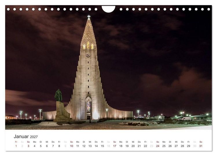 Produktbild: Reykjav&igrave;k 64&deg; 08' N (Wandkalender 2027 DIN A4 quer), CALVENDO Monatskalender