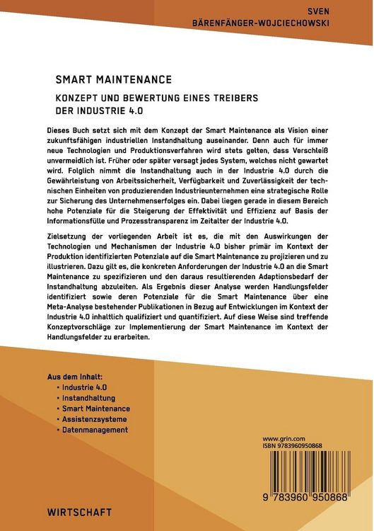 Produktbild: Smart Maintenance. Konzept und Bewertung eines Treibers der Industrie 4.0