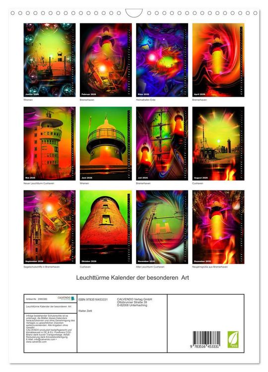 Produktbild: Leuchtt&uuml;rme Kalender der besonderen Art (Wandkalender 2026 DIN A3 hoch), CALVENDO Monatskalender