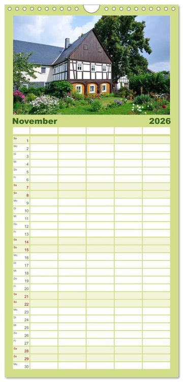 Produktbild: Familienplaner 2026 - Umgebindeh&auml;user in der Oberlausitz mit 5 Spalten (Wandkalender, 21 x 45 cm) CALVENDO