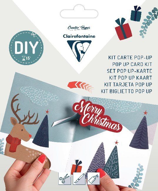 Produktbild: Set POP-UP, Doppelkarte 135 x 135 mm + Umschlag 140 x 140 mm - Rentiere