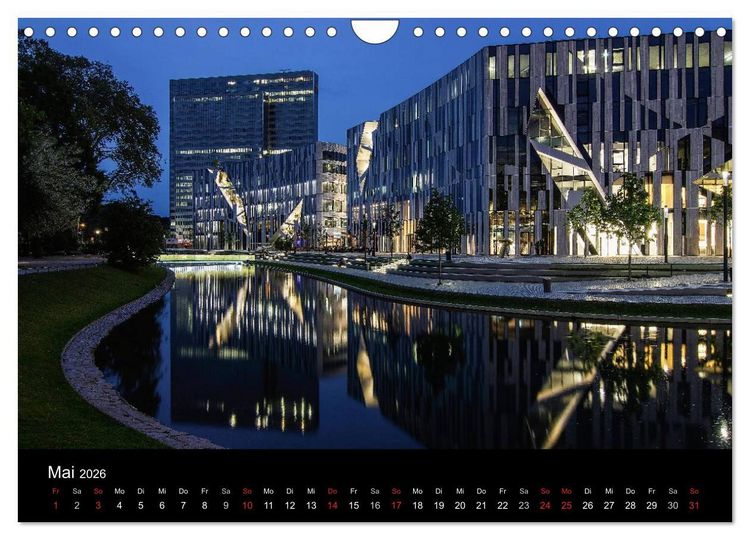 Produktbild: D&uuml;sseldorf - Ansichten am Abend (Wandkalender 2026 DIN A4 quer), CALVENDO Monatskalender
