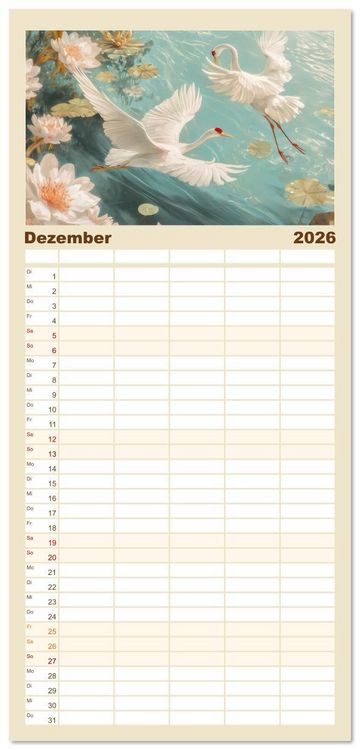 Produktbild: Familienplaner 2026 - Verspieltheit und Harmonie mit 5 Spalten (Wandkalender, 21 x 45 cm) CALVENDO