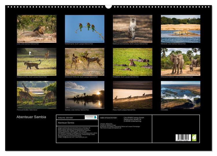 Produktbild: Abenteuer Sambia (Wandkalender 2026 DIN A2 quer), CALVENDO Monatskalender